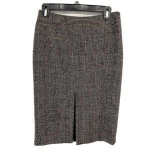 Dolce and Gabbana Brown Tweed Pencil Skirt with Front Slit Size 42
